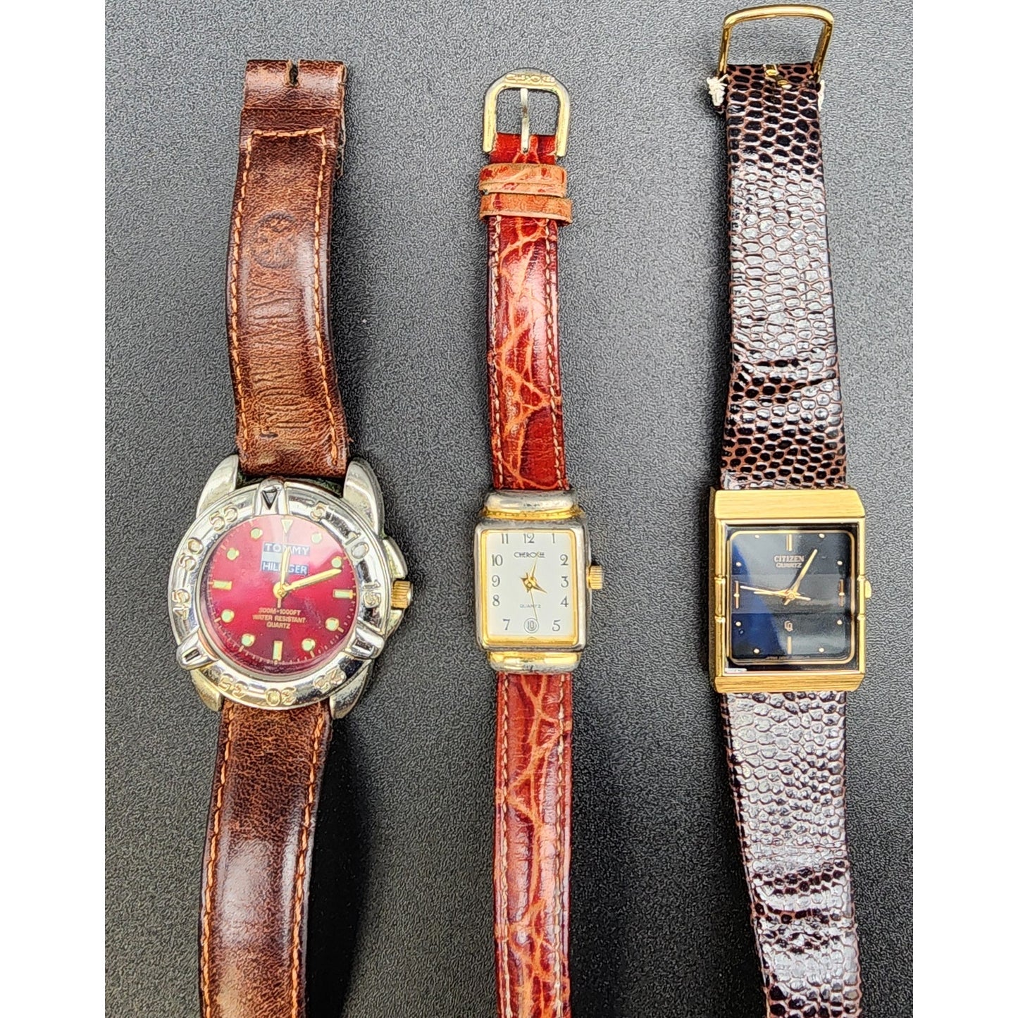Vintage Watch Trio Lot—Tommy Hilfiger, Citizen, Cherokee—All Working, Needs Batteries