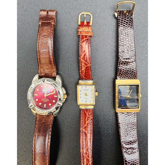 Vintage Watch Trio Lot—Tommy Hilfiger, Citizen, Cherokee—All Working, Needs Batteries