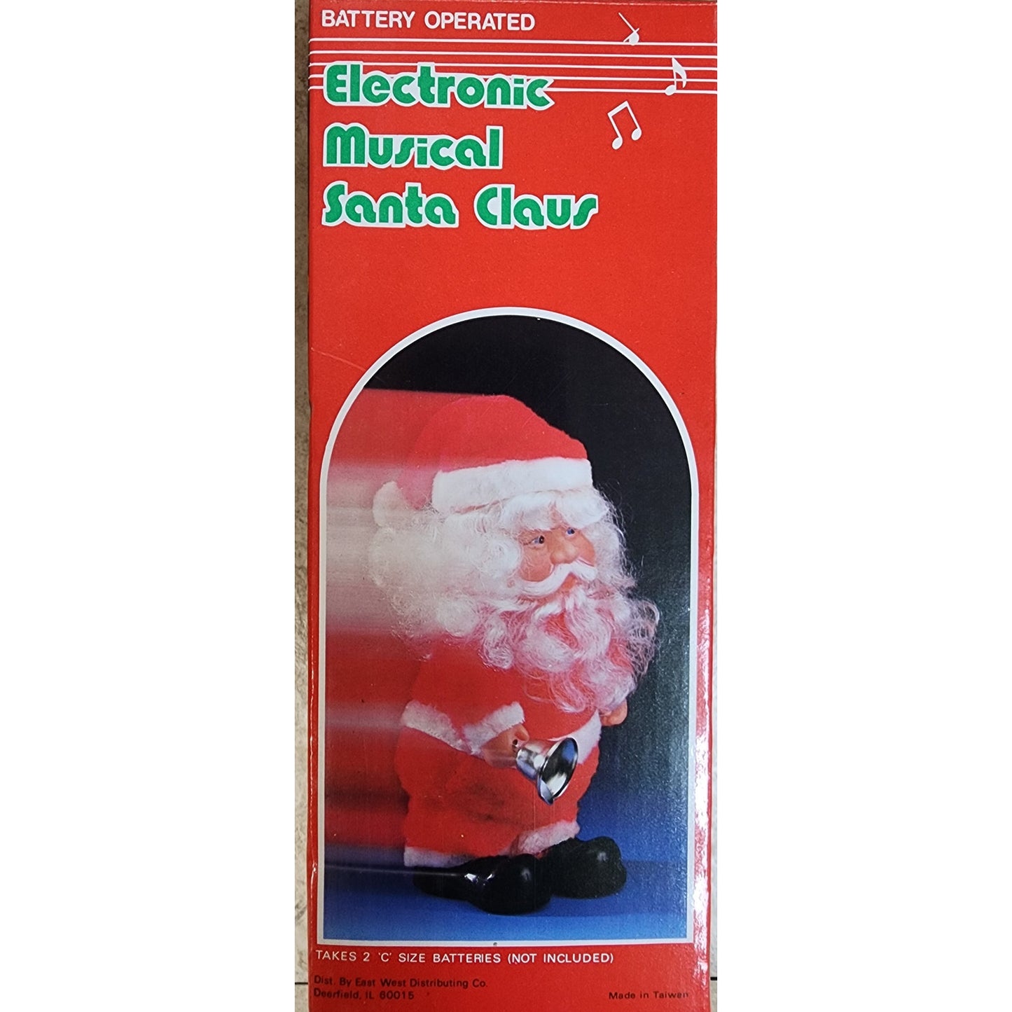 Vintage Walking Electronic Santa Rings Bell & Plays 3 Songs Battery Operated