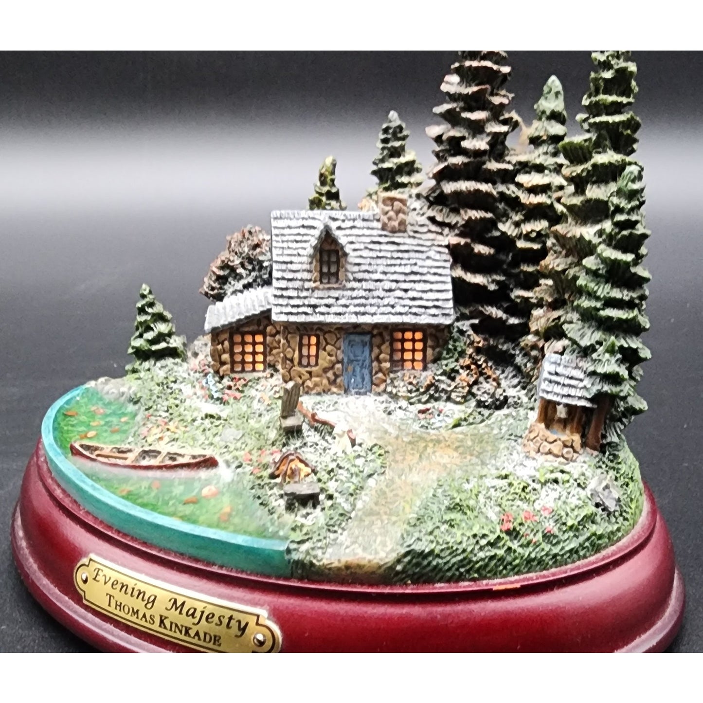 Thomas Kinkade Hawthorne Village Cabin Sculpture Set of 5 Lighted VTG (CoA on 2)