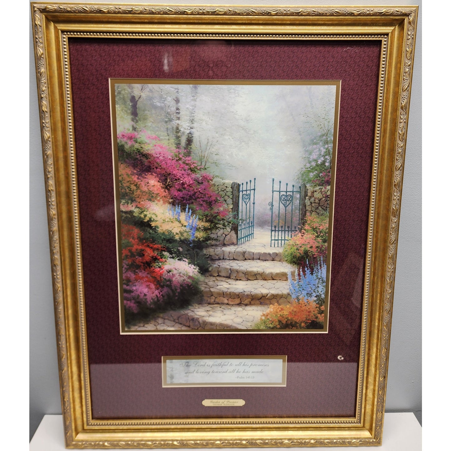 Thomas Kinkade Garden of Promise Lithograph Framed 22x29 Psalm 145:13 2002