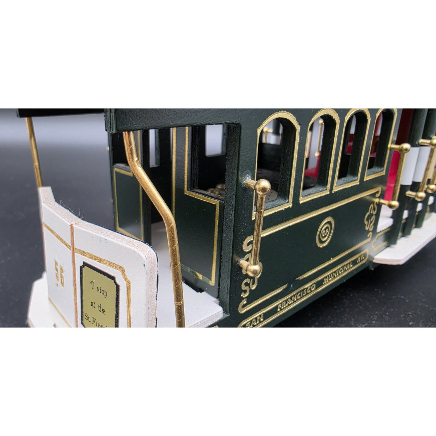 Vintage SF Cable Car Music Box Trolley Wood & Brass Plays “I Left My Heart”