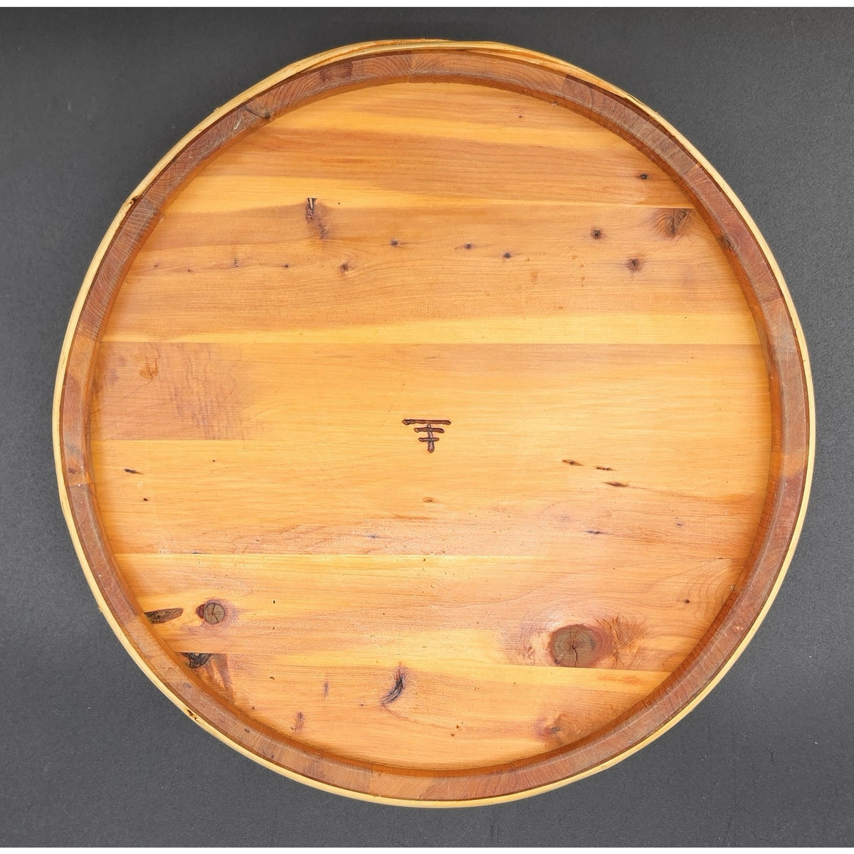 Vintage Japanese Wood Hangiri Sushi Oke Basin Bowl 10" Tray Bamboo Hoops Signed