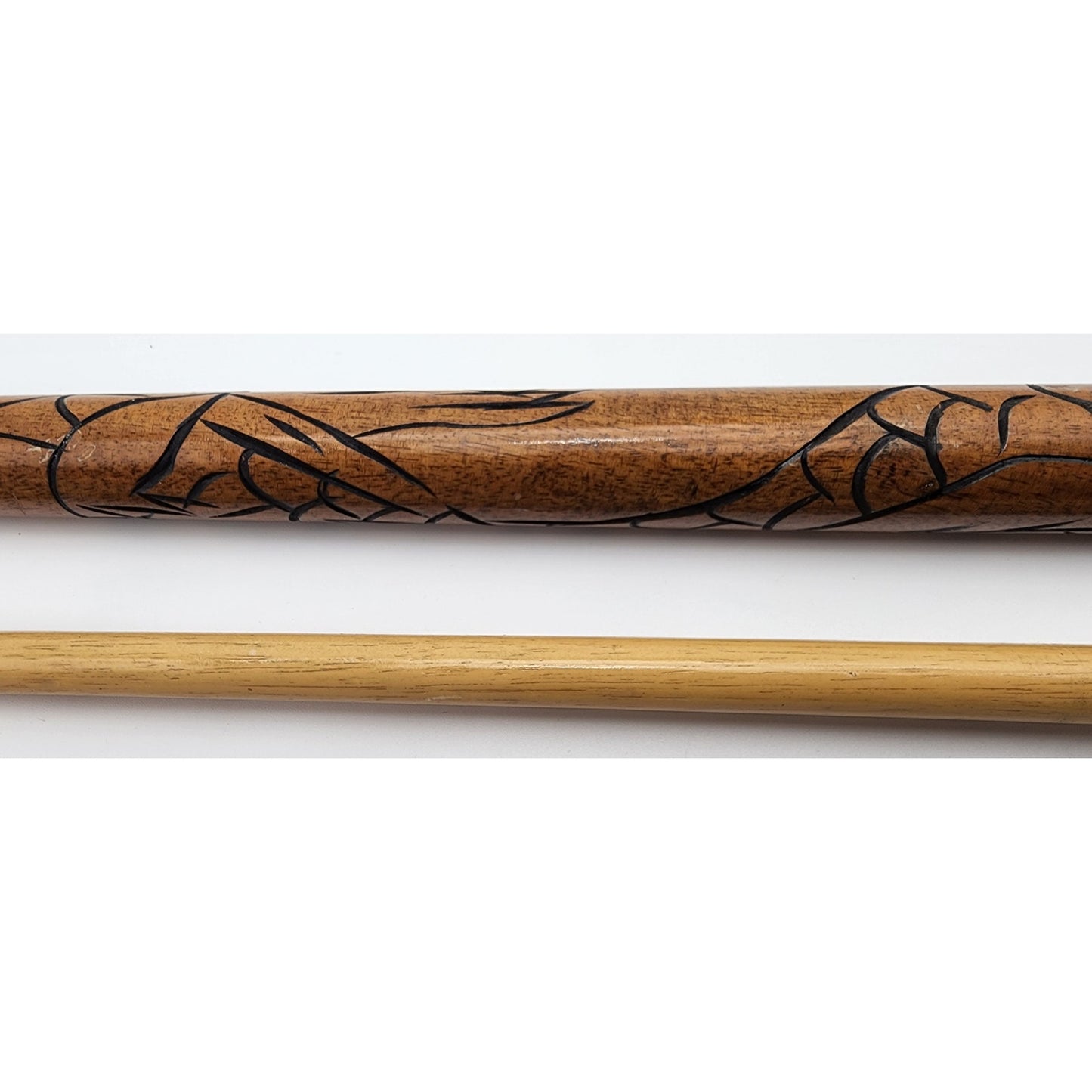 Vintage Hand Carved Wood Brass Cane w/ Hidden Pool Cue 33" - Rare