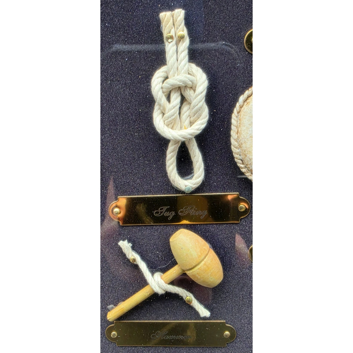 Vintage Nautical Rope Knot Shadow Box Wooden Display Brass Frame Wall Art 20.5"