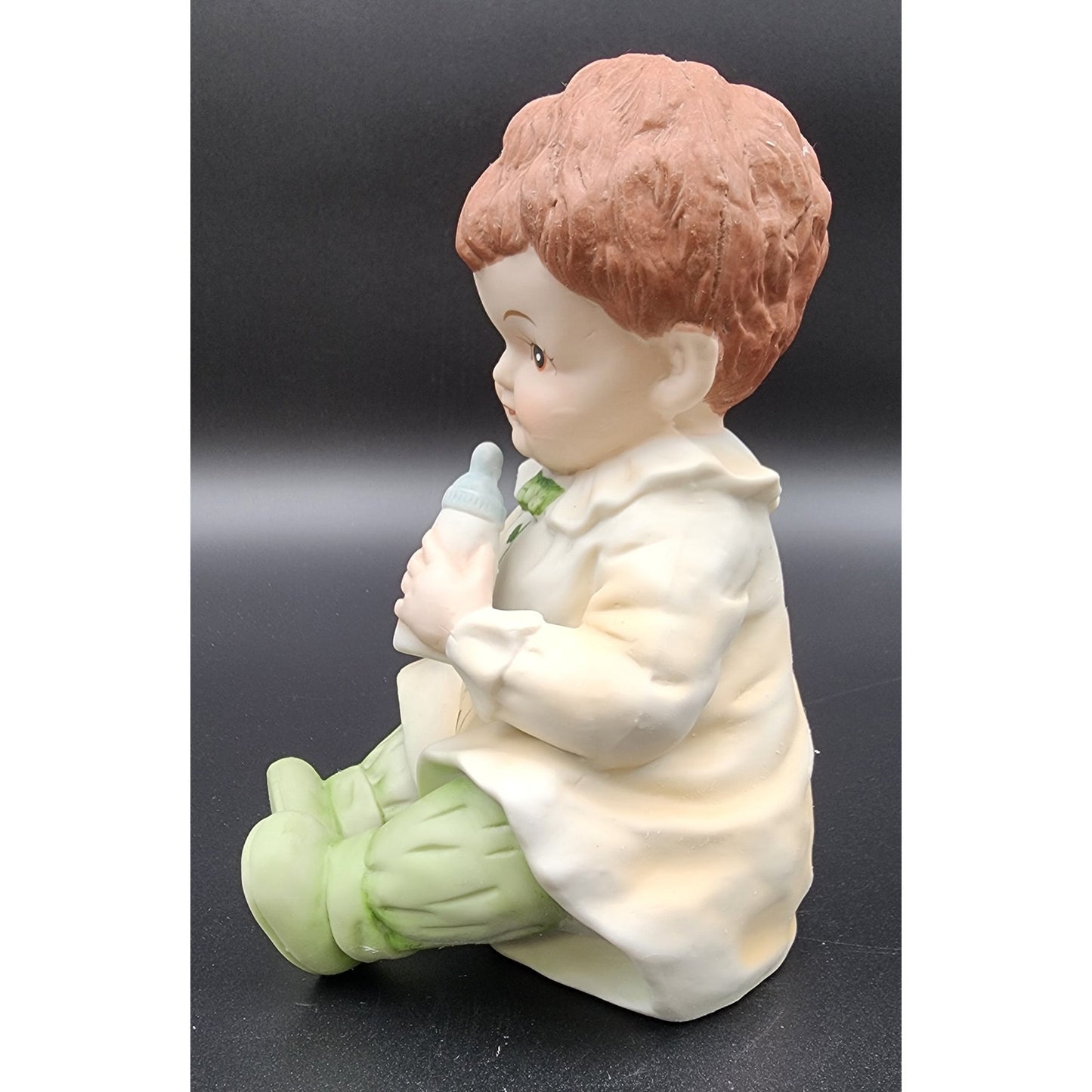 Vintage Porcelain Baby Figurine Handpainted Child with Bottle 7" Cameo Mark
