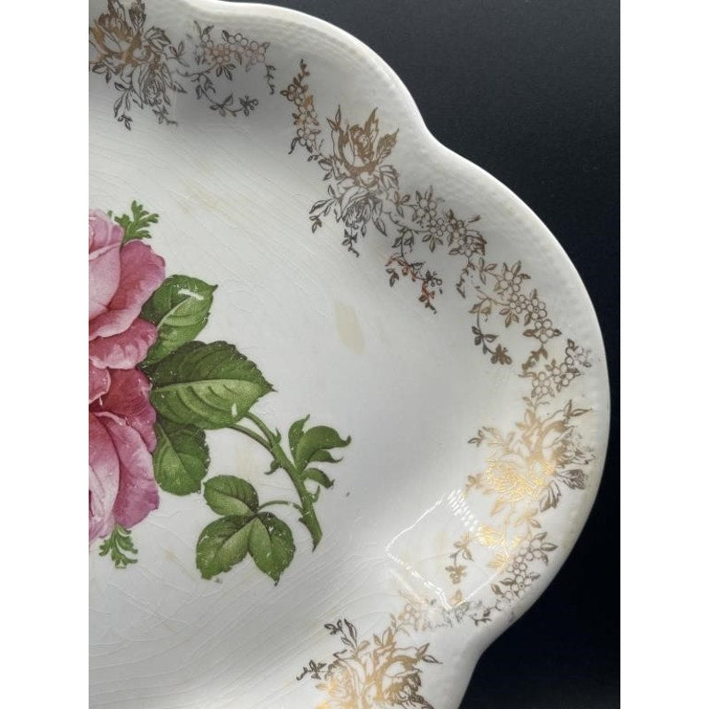 Vintage (1905-1916) Homer Laughlin “The Angelus” Floral Pattern Serving Platter - Rare!