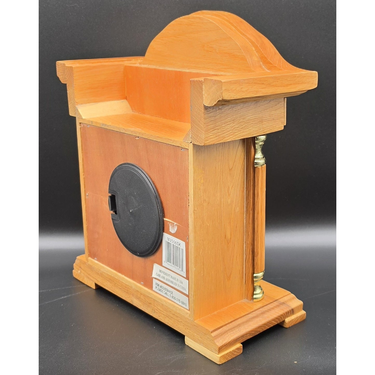 Vintage Tempus Fugit Quartz Mantle Clock Solid Wood & Brass 13" Works Perfectly