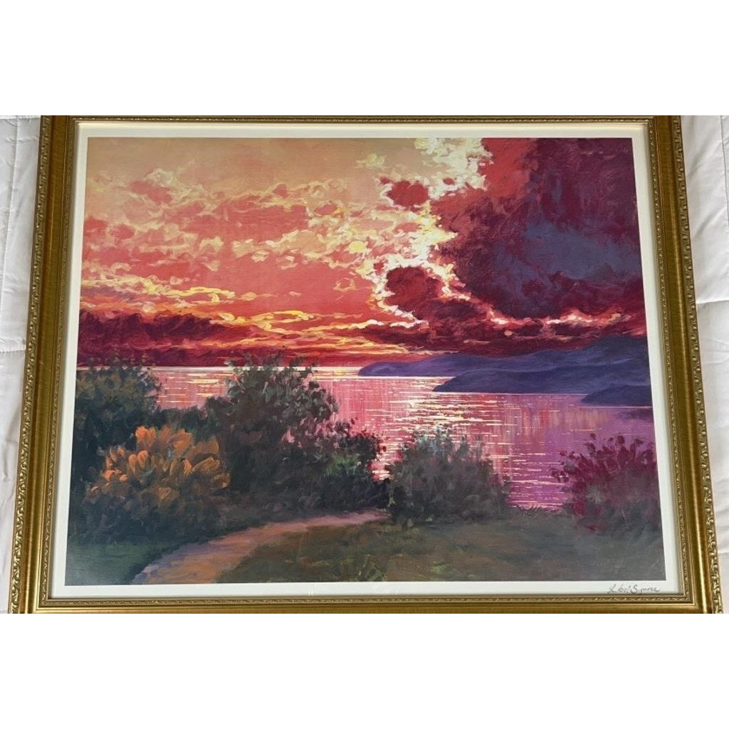 Nuages Seriolithograph Littorio Del Signore 2003 Signed in Print Gold Ornate Frame