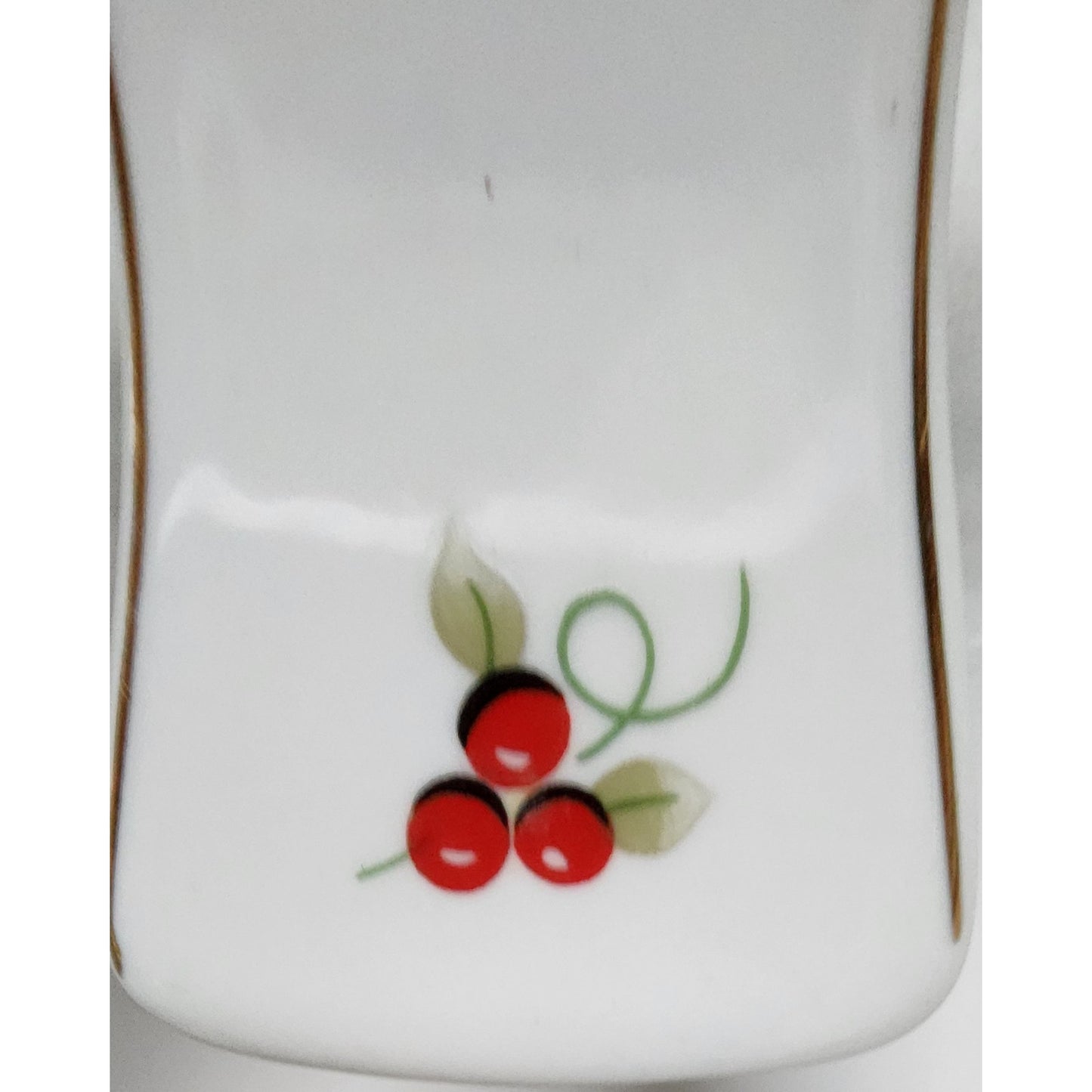 Royal Norfolk Holly Berry Spoon Rest Gold Trim Christmas Ceramic Vintage