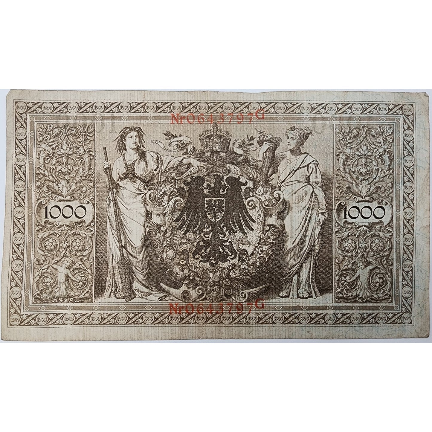 Historic Currency Set 1910 German 1000 Red Seal Mark wth Display- Rare Pair