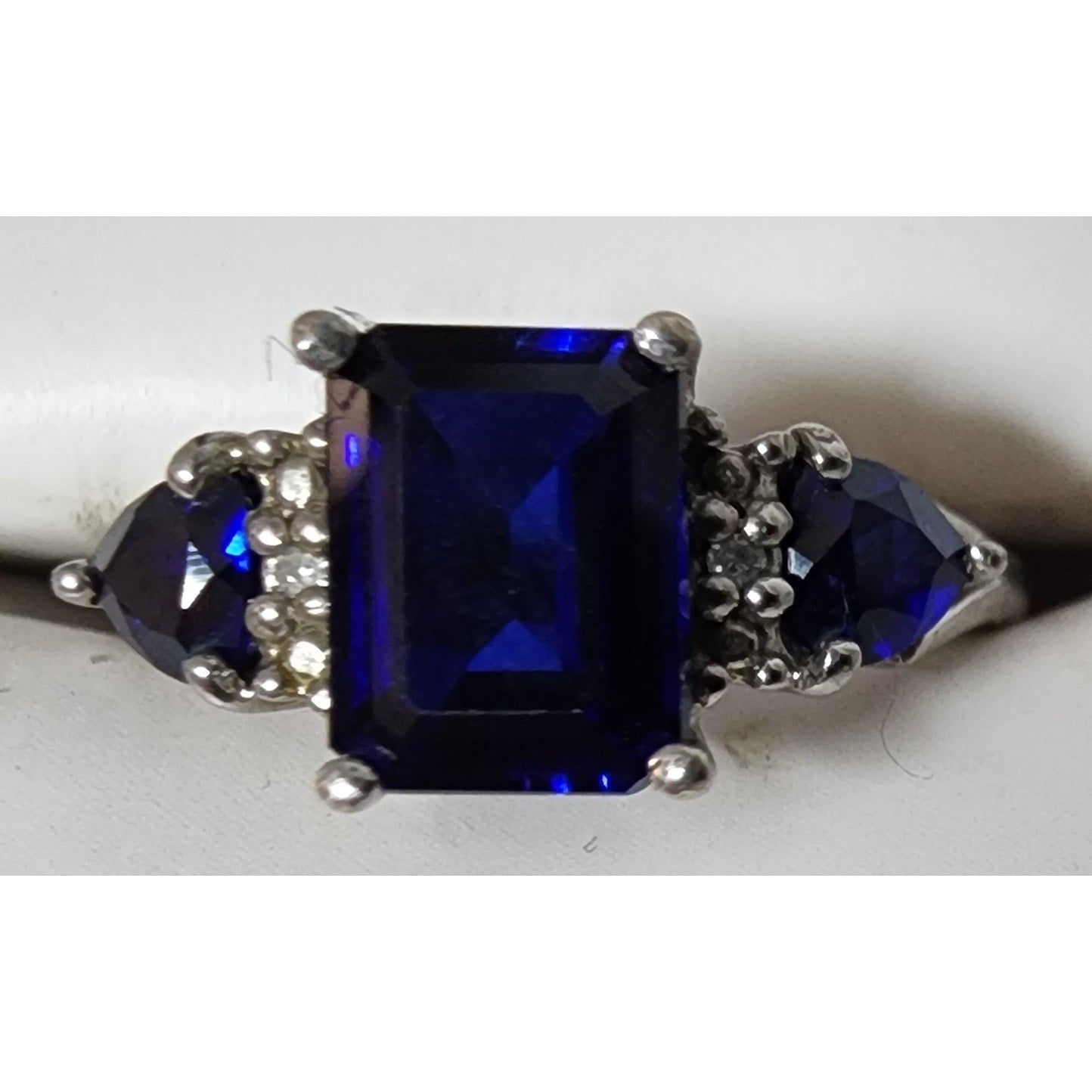 2 Vintage Sterling Silver Rings Size 7 w/ Diamonds & Gemstones + Gift Box