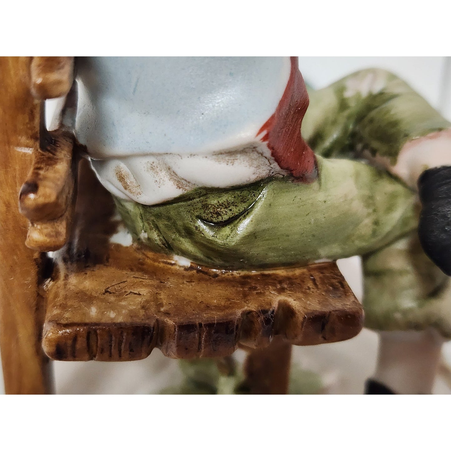 Vintage Boy Whispering to Girl On Bench Figurine Hand Painted on Bench 6"