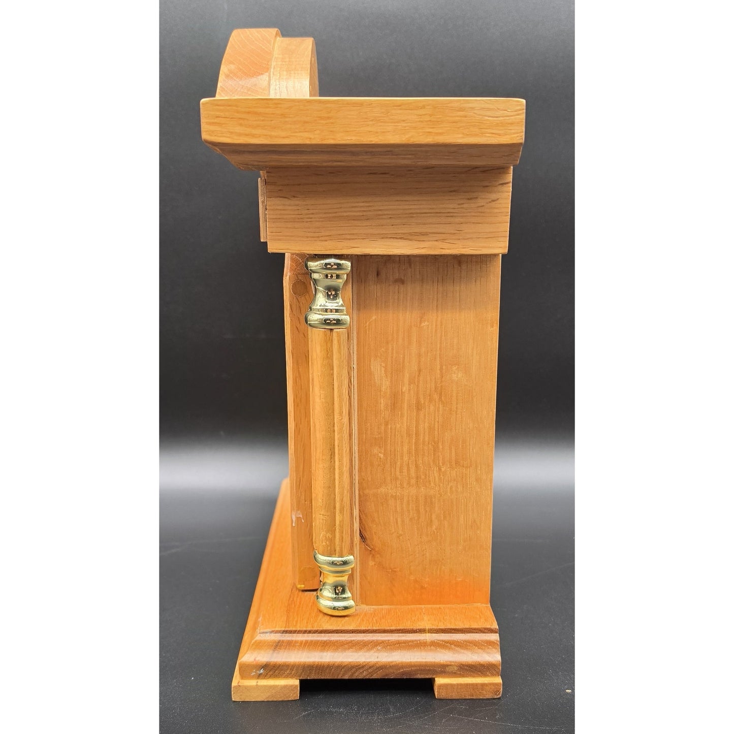Vintage Tempus Fugit Quartz Mantle Clock Solid Wood & Brass 13" Works Perfectly