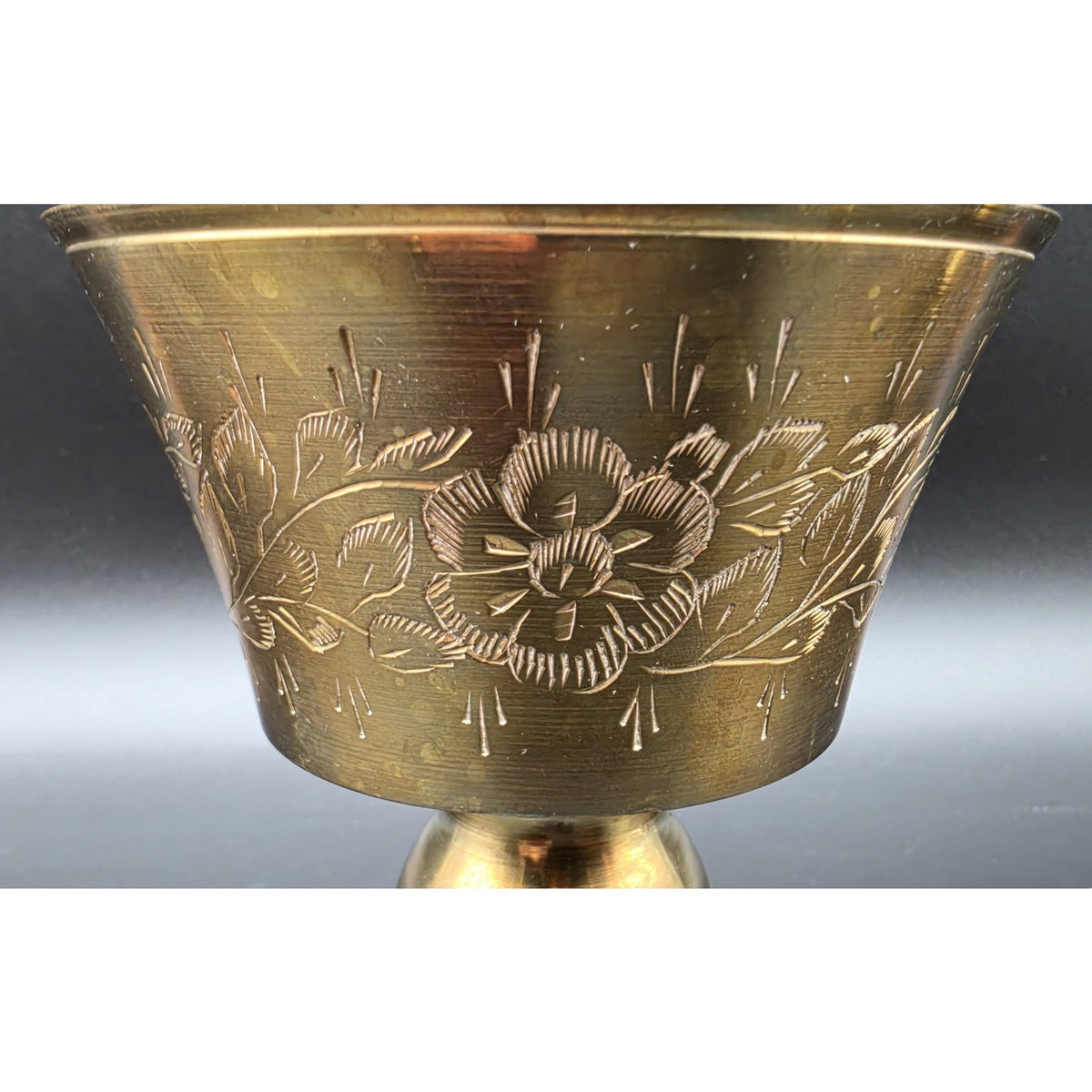 Vintage Brass Judaica Set 3 Star Plates Chalice Communion Goblet Small Feet Cup