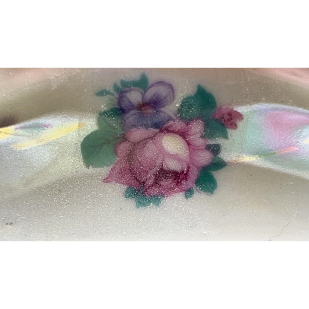 VTG Bavaria Lusterware Celery Dish Hand-painted Floral 12.25"x5.25"x1.5"