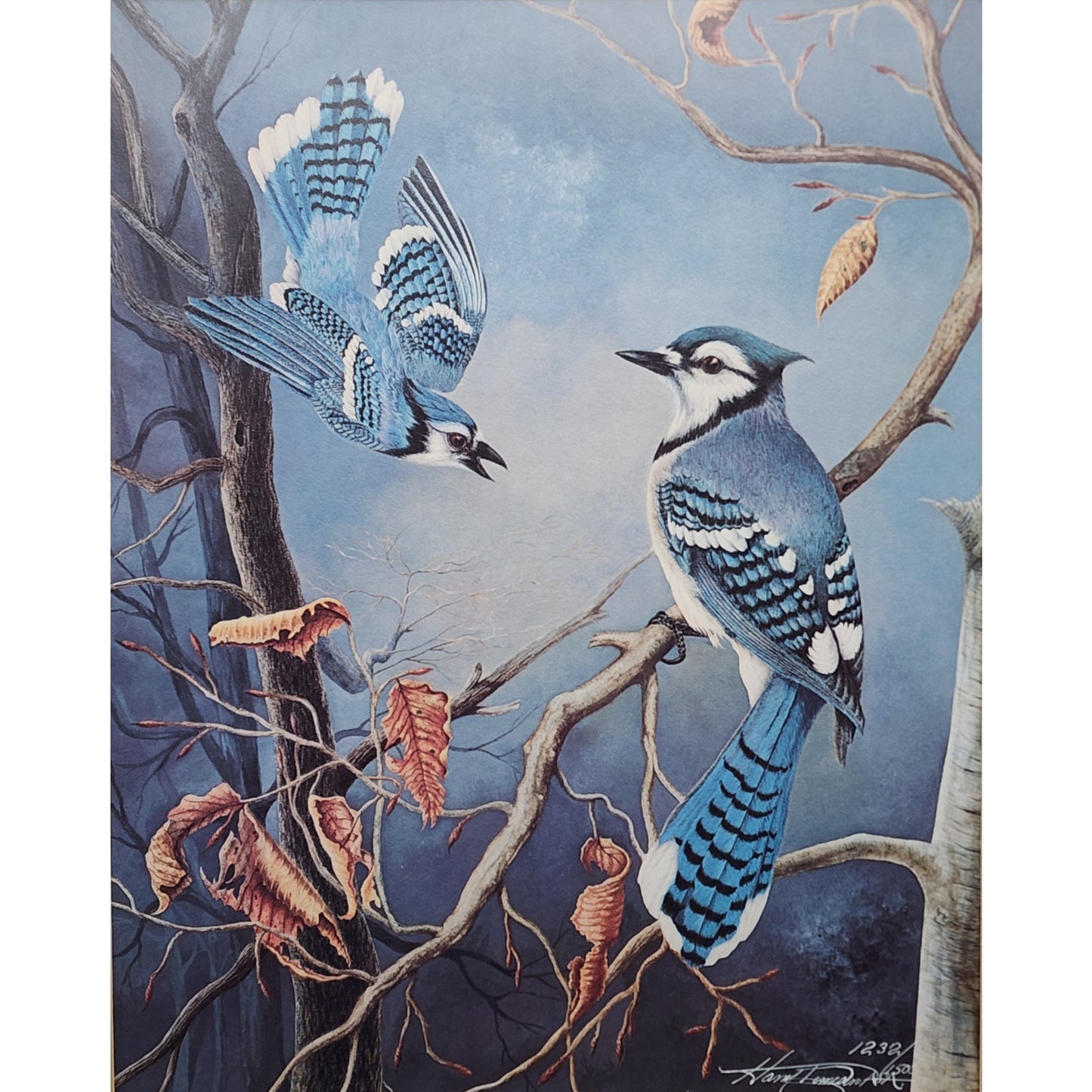 Vintage Winter Jays Harry Duncan Signed #1232/1500 Framed Triple Mat Lithograph