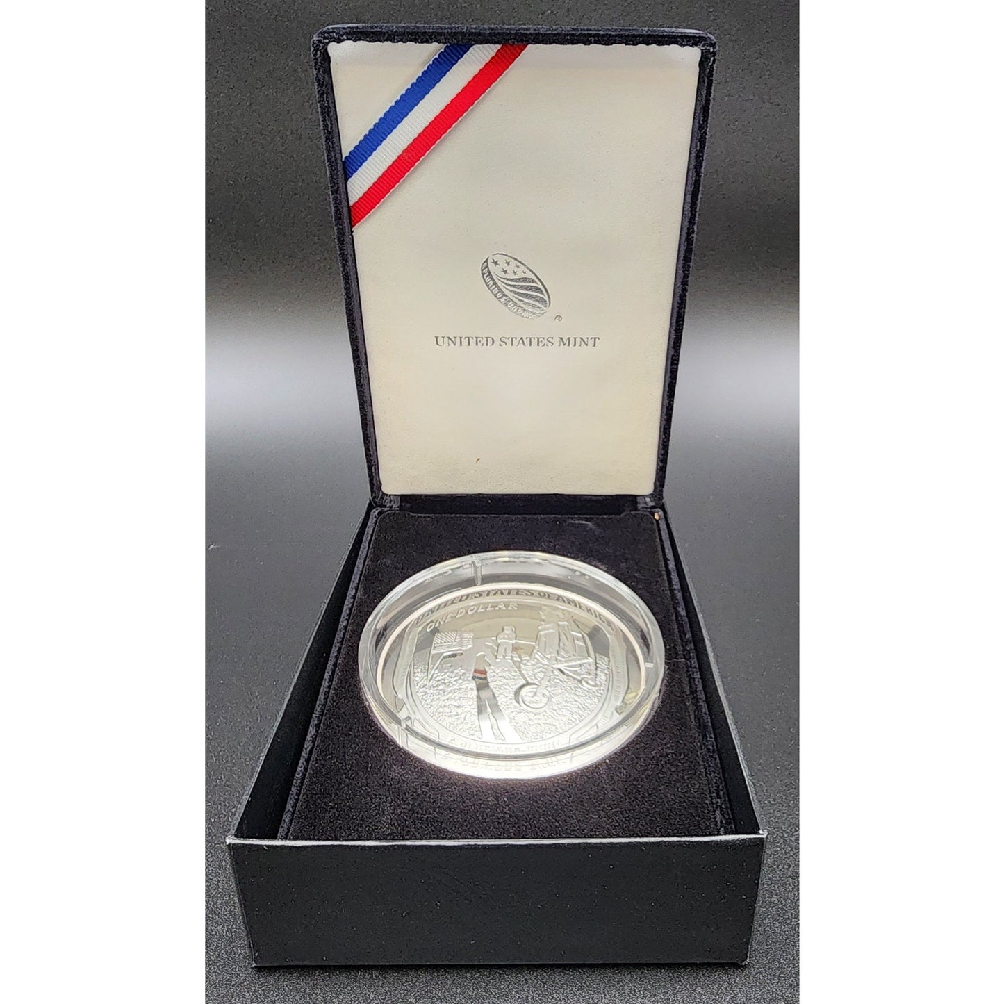 Apollo 11 50th Anniversary 5oz, 1oz + Half Dollar Proof Sets with OGP & CoAs with 1967 Newsweek, Man on the Moon Stamps, 50th Anniversary Embroidered Patches