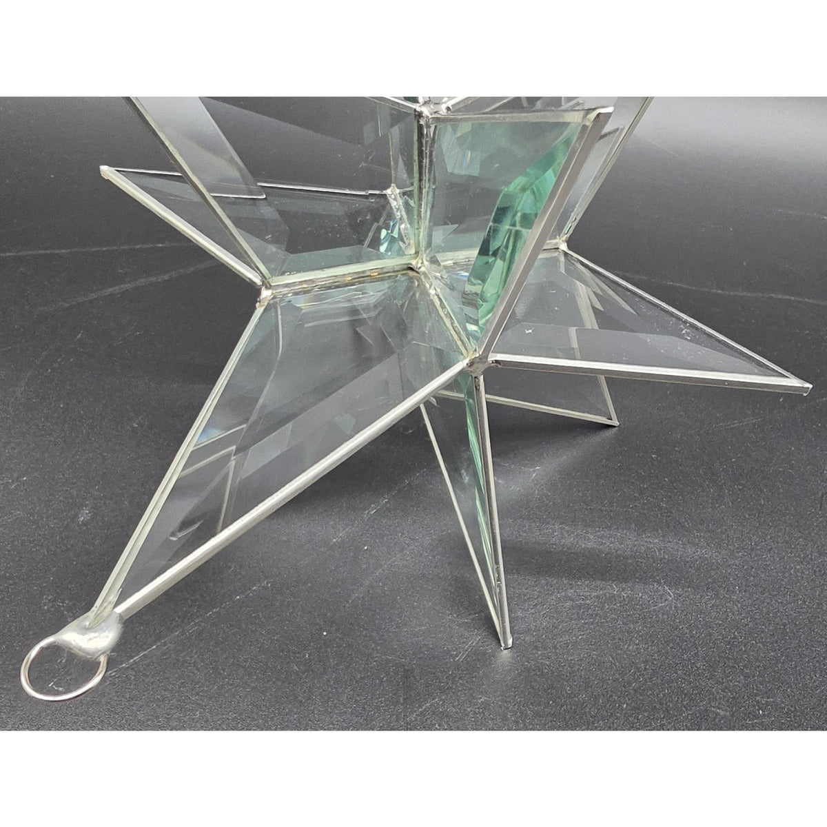 Vintage Artique Lexington Beveled Jade Glass 3D Moravian Star Suncatcher Boxed