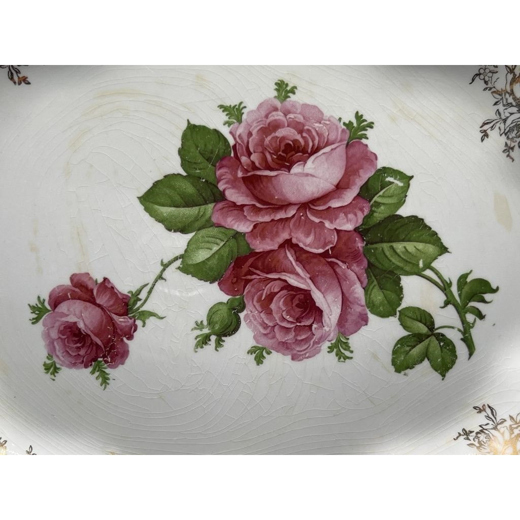 Vintage (1905-1916) Homer Laughlin “The Angelus” Floral Pattern Serving Platter - Rare!