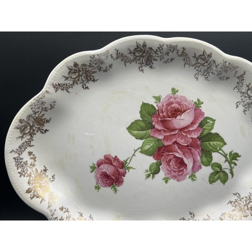 Vintage (1905-1916) Homer Laughlin “The Angelus” Floral Pattern Serving Platter - Rare!