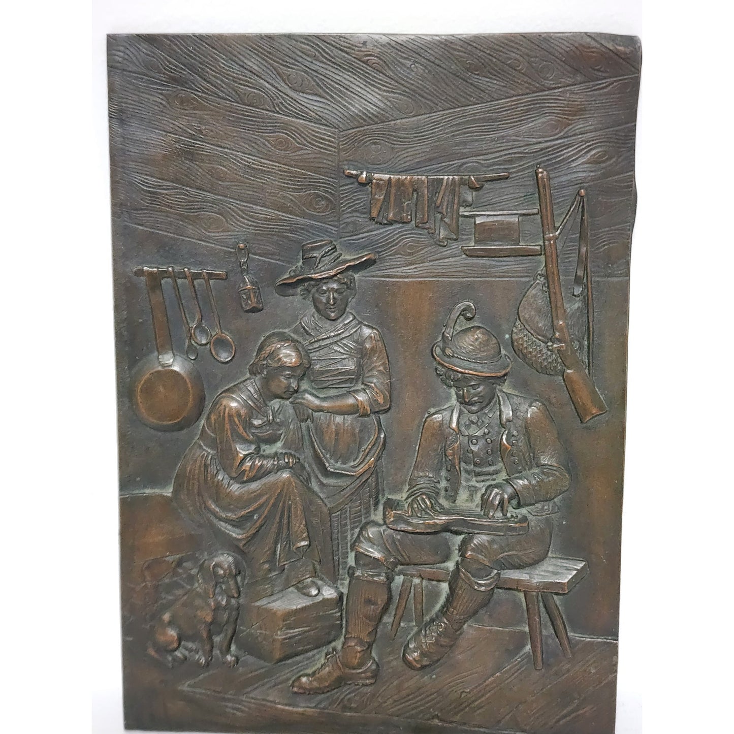 Vintage Embossed Copper Wall Art 8x5.75 Rustic Relief Panel w/ Hanger