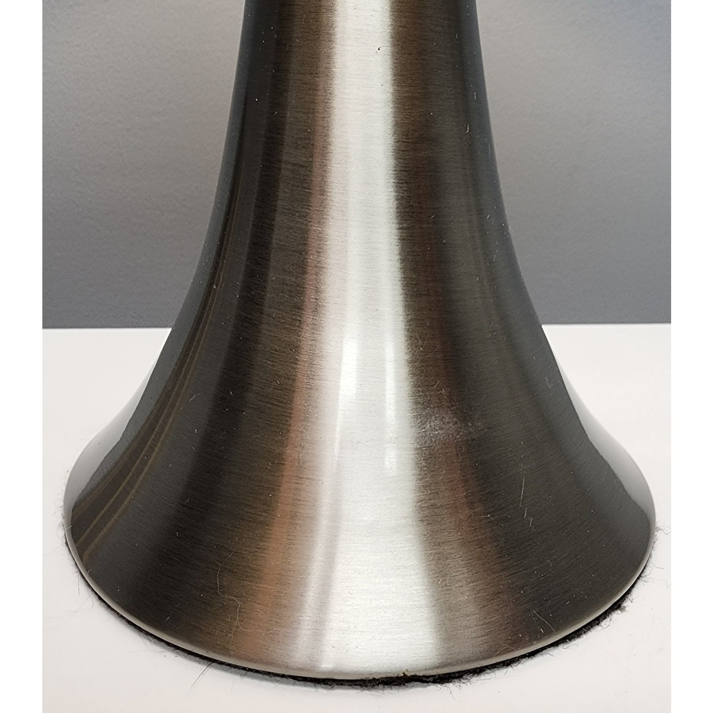 Retro Brushed Stainless Steel Table Lamp w/ Off-White Shade – 24" Tall