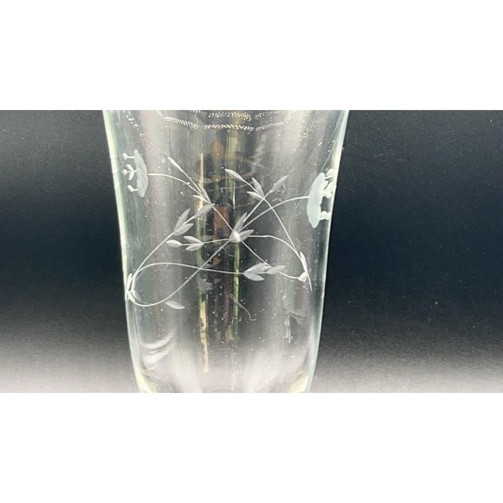 Princess House Heritage Crystal Vases Flared & Bud Etched Flowers Vintage