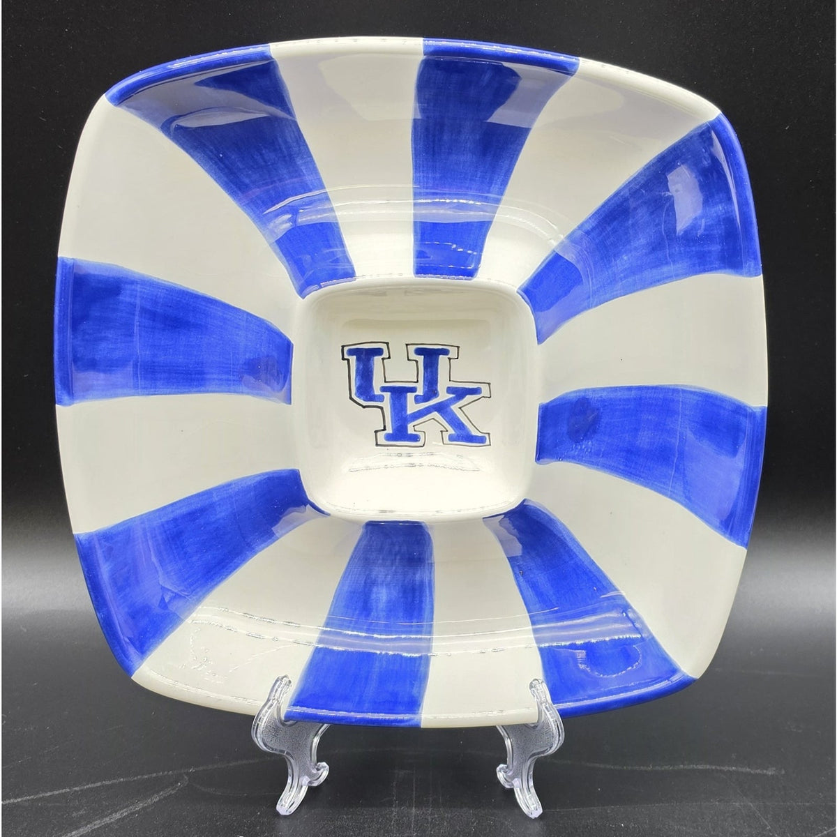 Vintage University of Kentucky Wildcats Chip Dip Platter Square Bowl Cabells Too