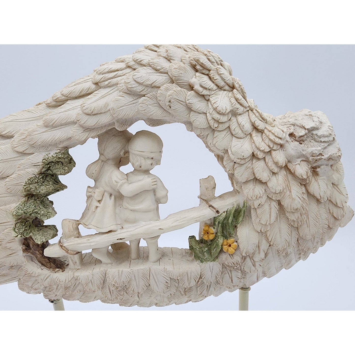 Angel Wing Guardian Figurine w/ Psalms 91:11 Bible Base  11.5" Inspiring Ceramic