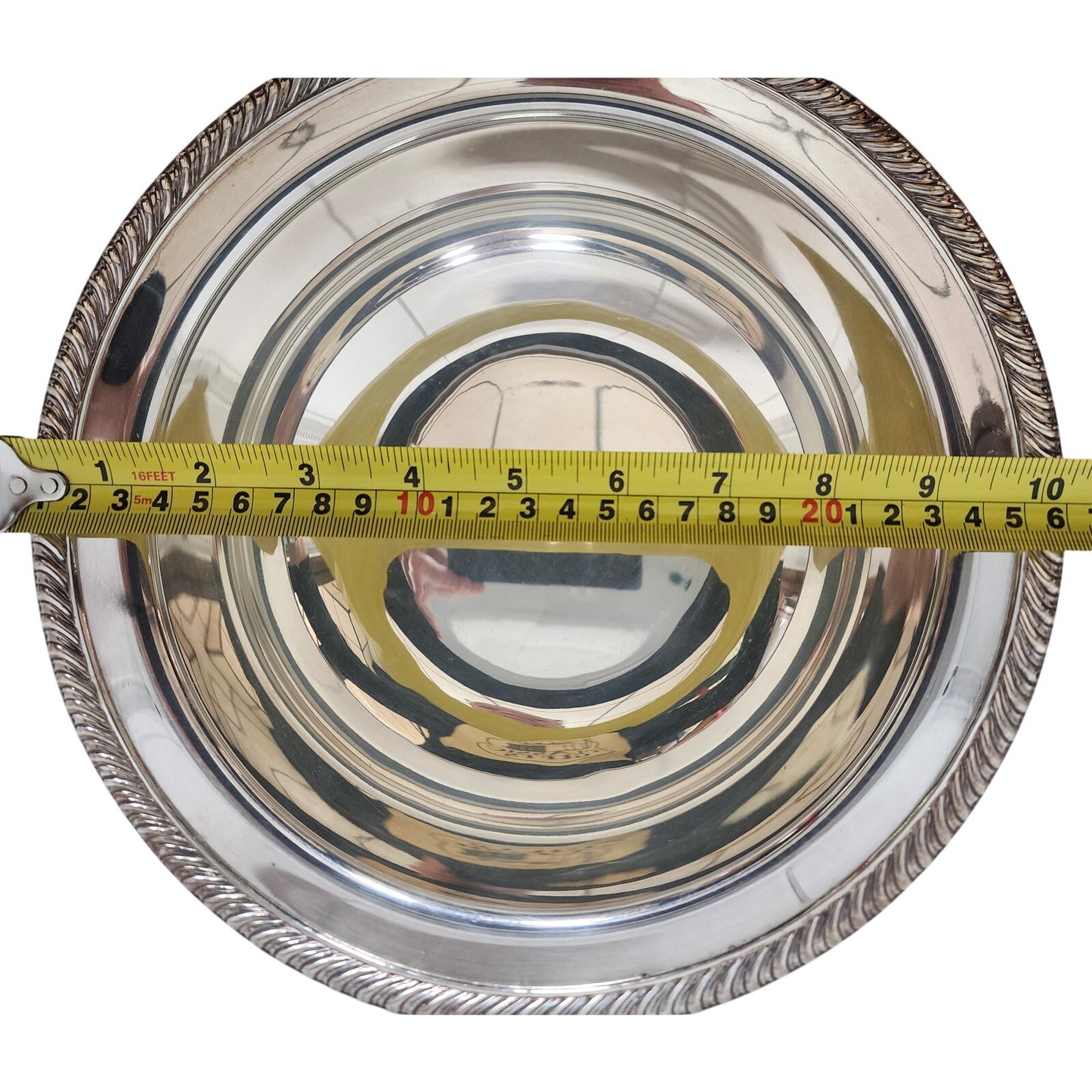 Vintage Wm Rogers Silver Plated Covered Bowl #862 Rope Trim 10.25" Diameter