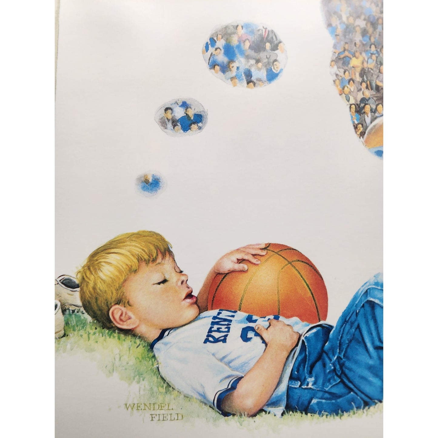 A Boy A Ball A Dream Kentucky Wildcats Lithograph Wendell Field 1988 Framed