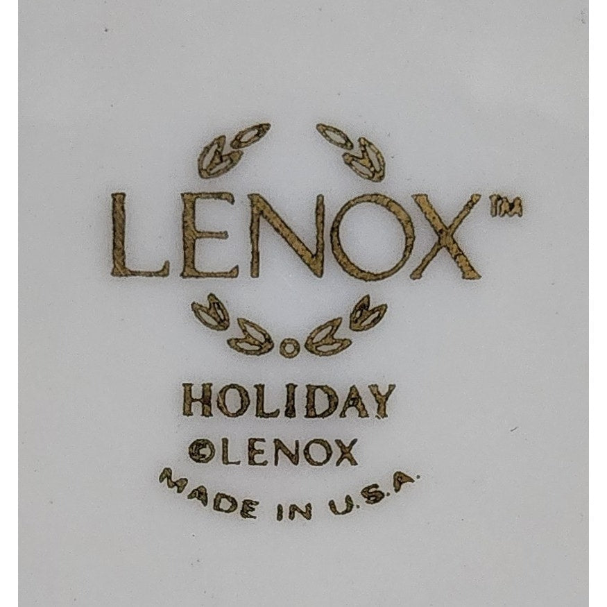 Lenox Holiday Candy Dish 24K Gold Trim Scalloped Rim w/ Box Vintage Christmas