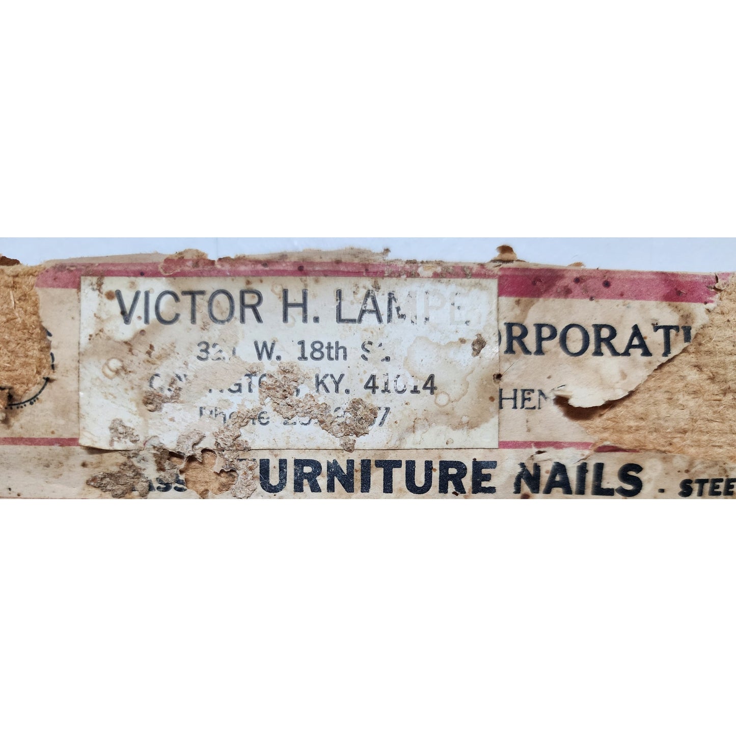 Vintage Victor H. Lampe Furniture Nail Sample Card Covington KY Upholstery