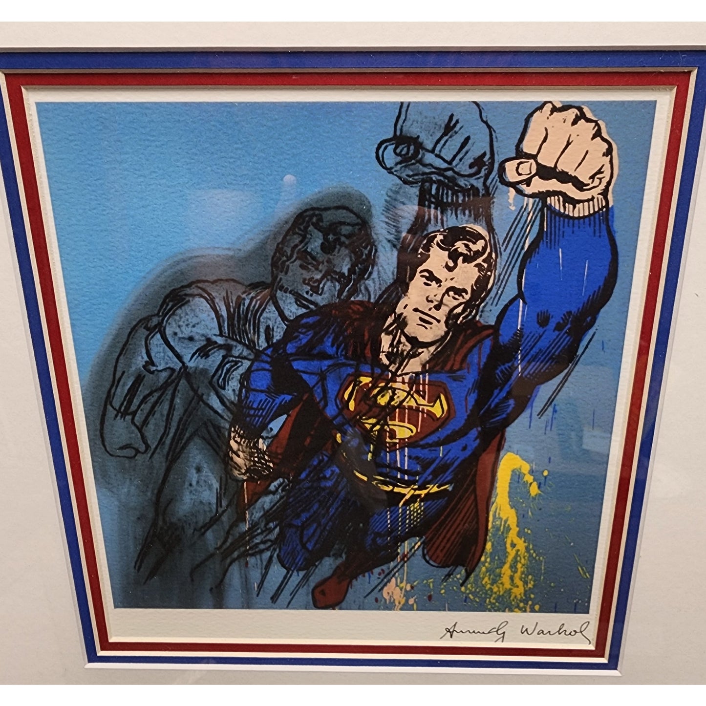 Andy Warhol Superman Giclée Signed Print Framed Pop Art 17x19