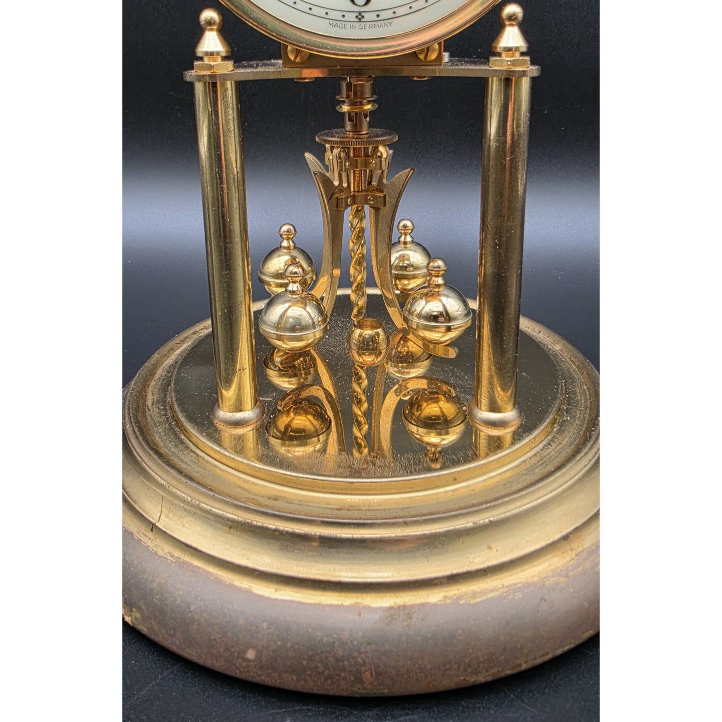 Vintage Kundo German Anniversary Torsion Clock w/ Dome – Brass – Needs Key