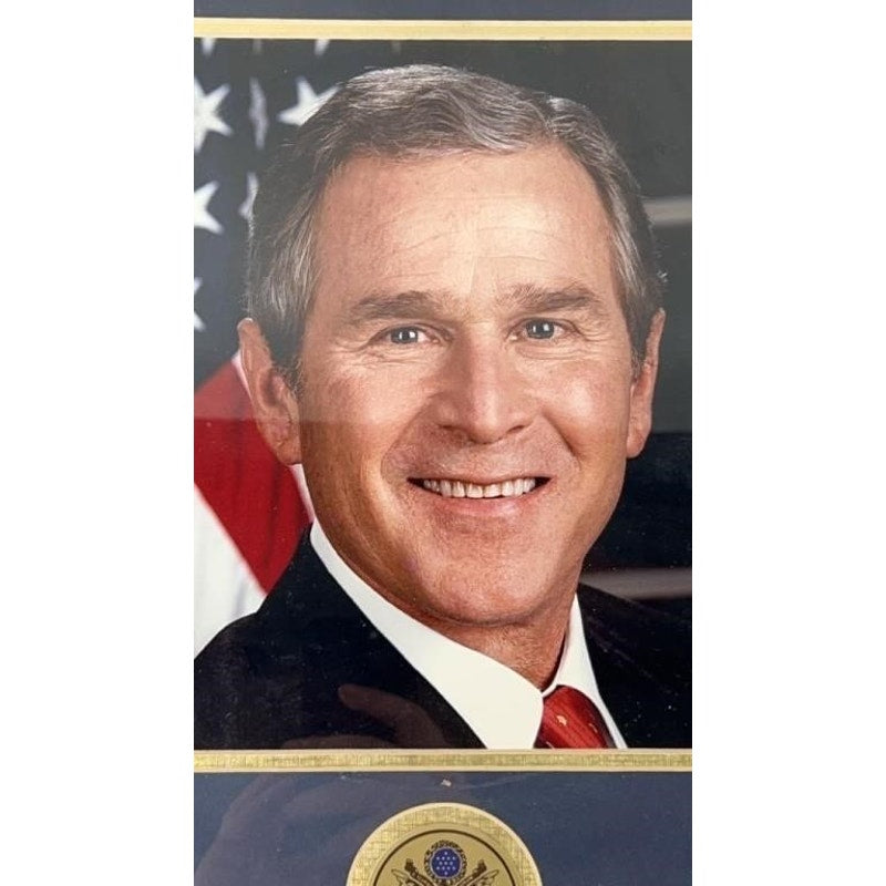 Pres. George W. Bush Framed Photo  Gold Seal  12.5x15.75"  Ready to Hang