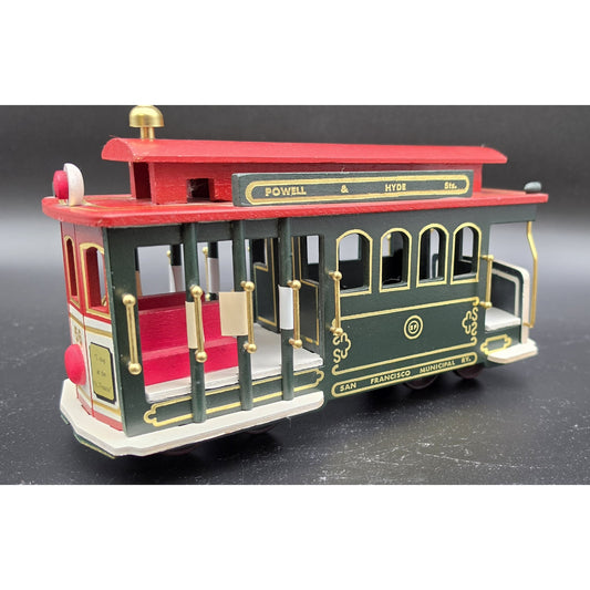 Vintage SF Cable Car Music Box Trolley Wood & Brass Plays “I Left My Heart”