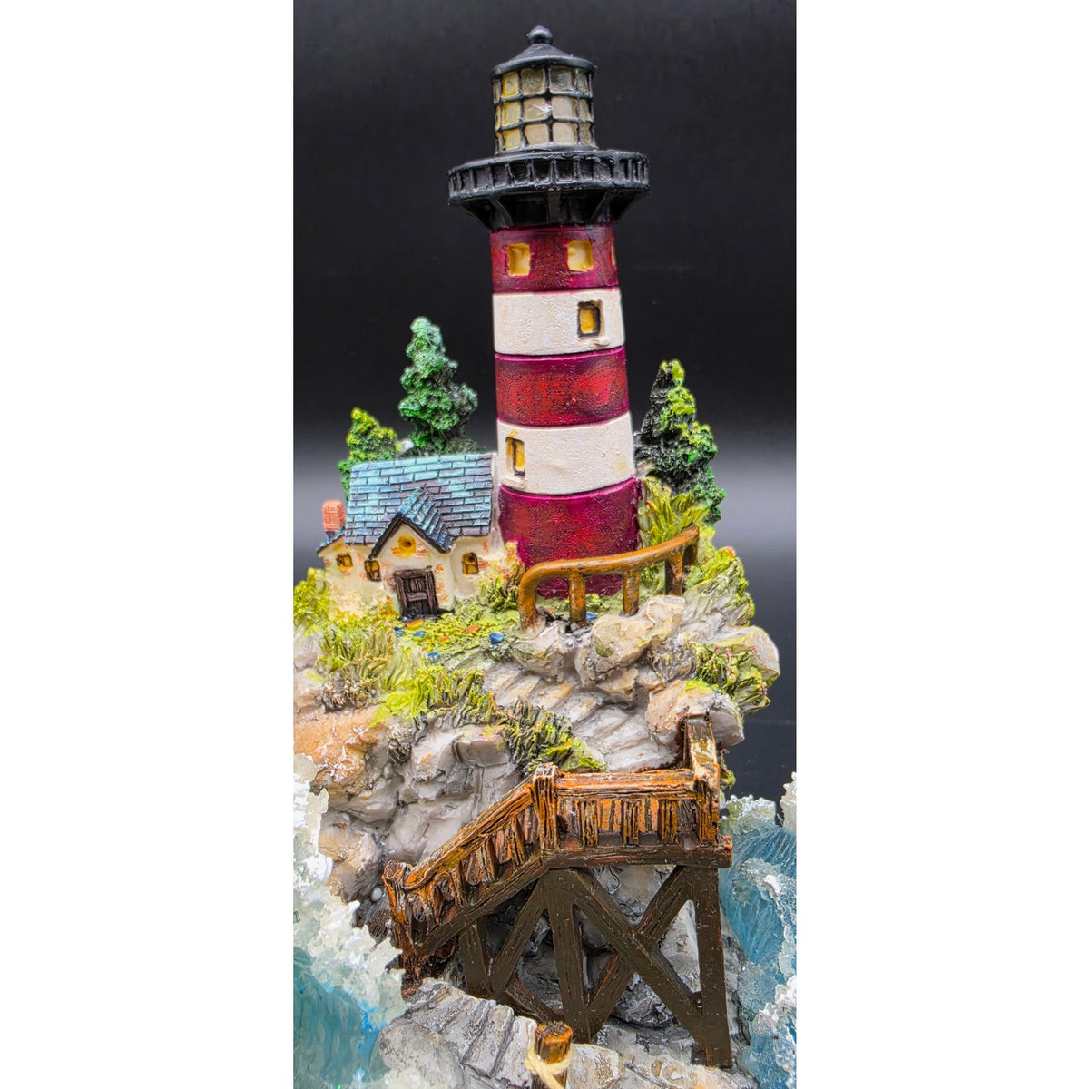 Vintage Light Up Musical Lighthouse Ocean Figurine Ship in Globe Lighted Statue