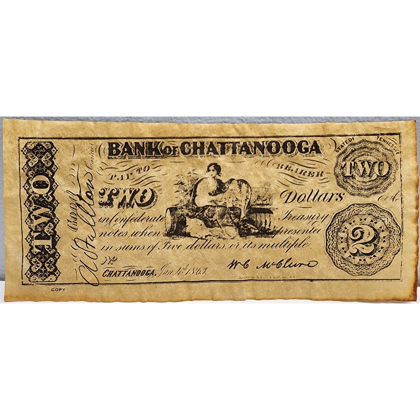 1971 U.S. Proof Set + 1863 Chattanooga $2 Confederate Repo Note • Historic Displ