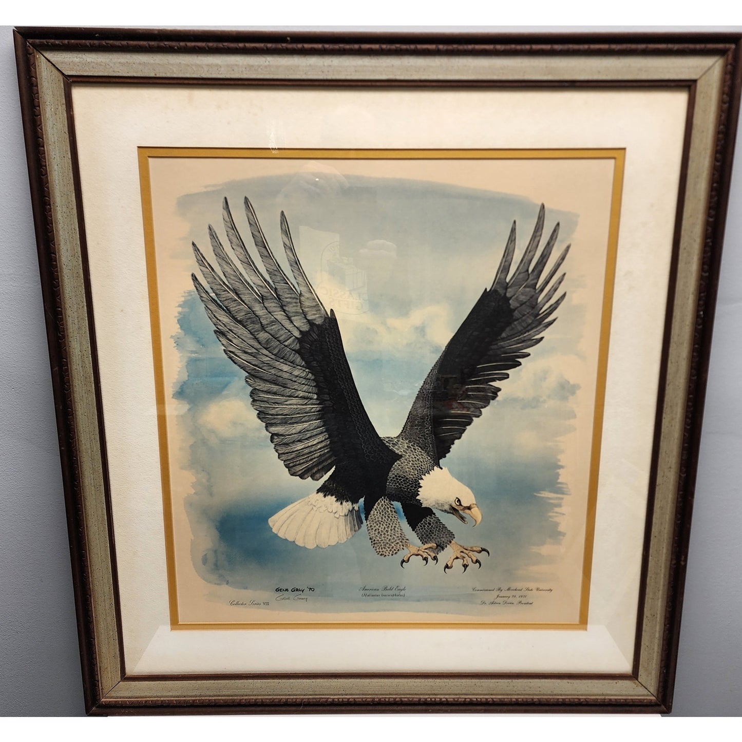 Gene Gray 1970 Bald Eagle Lithograph Framed Collectors Series VIII Morehead Univ