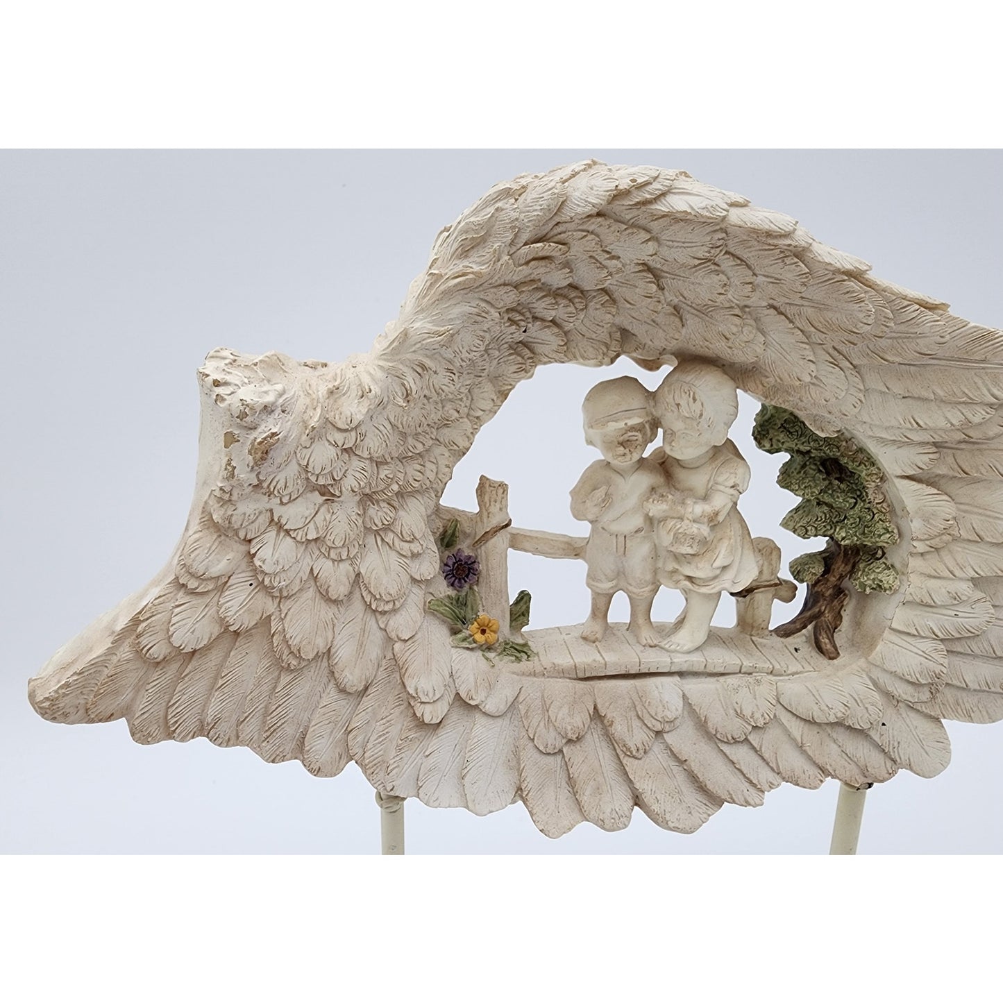 Angel Wing Guardian Figurine w/ Psalms 91:11 Bible Base  11.5" Inspiring Ceramic