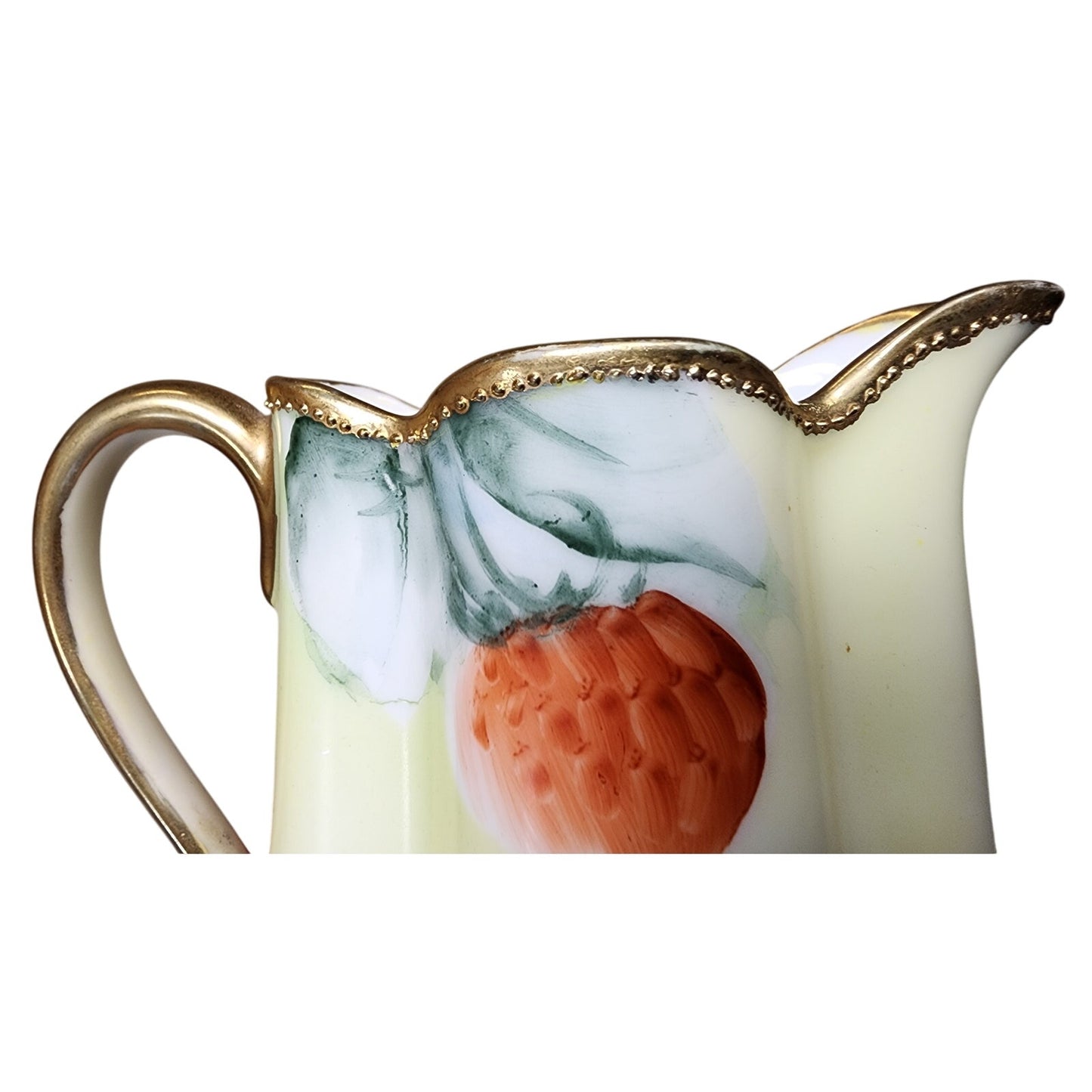 Antique Nippon Hand Painted Pitcher Gold Trim Leaf Mark Japan 4" Floral Berry