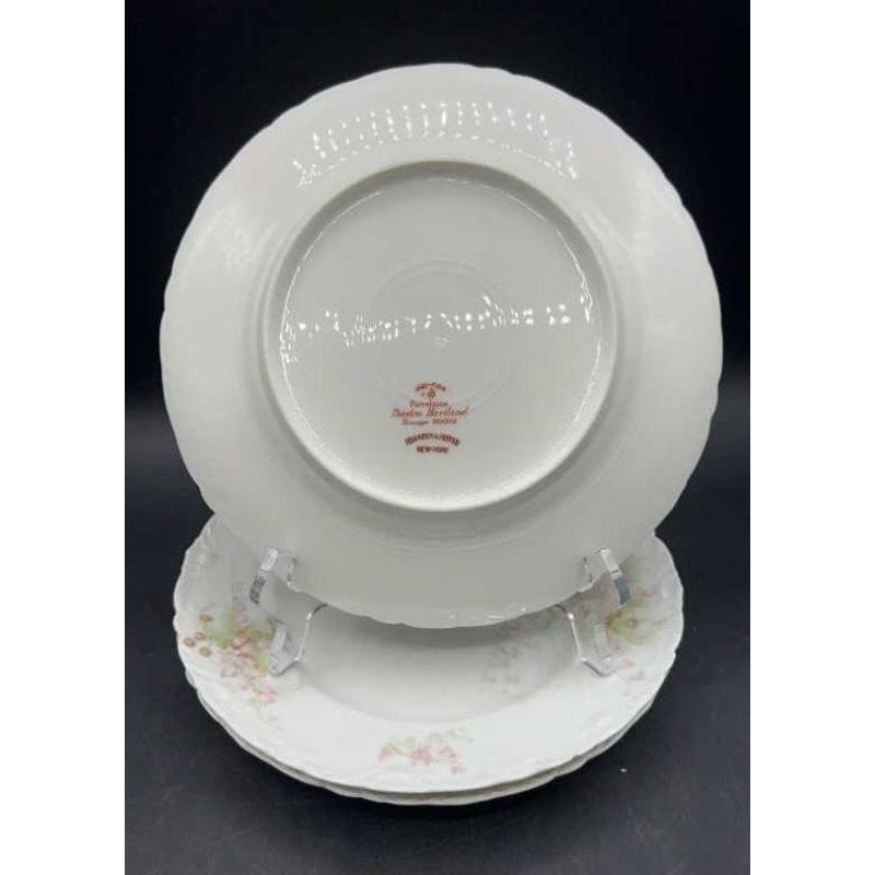 3 Antique T. Haviland Limoges France Scalloped Salad Plates Higgins & Seiter NY