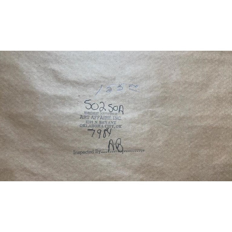 Vintage Japanese Crane Artwork Framed & Matted 33x39" Rice Field Scene