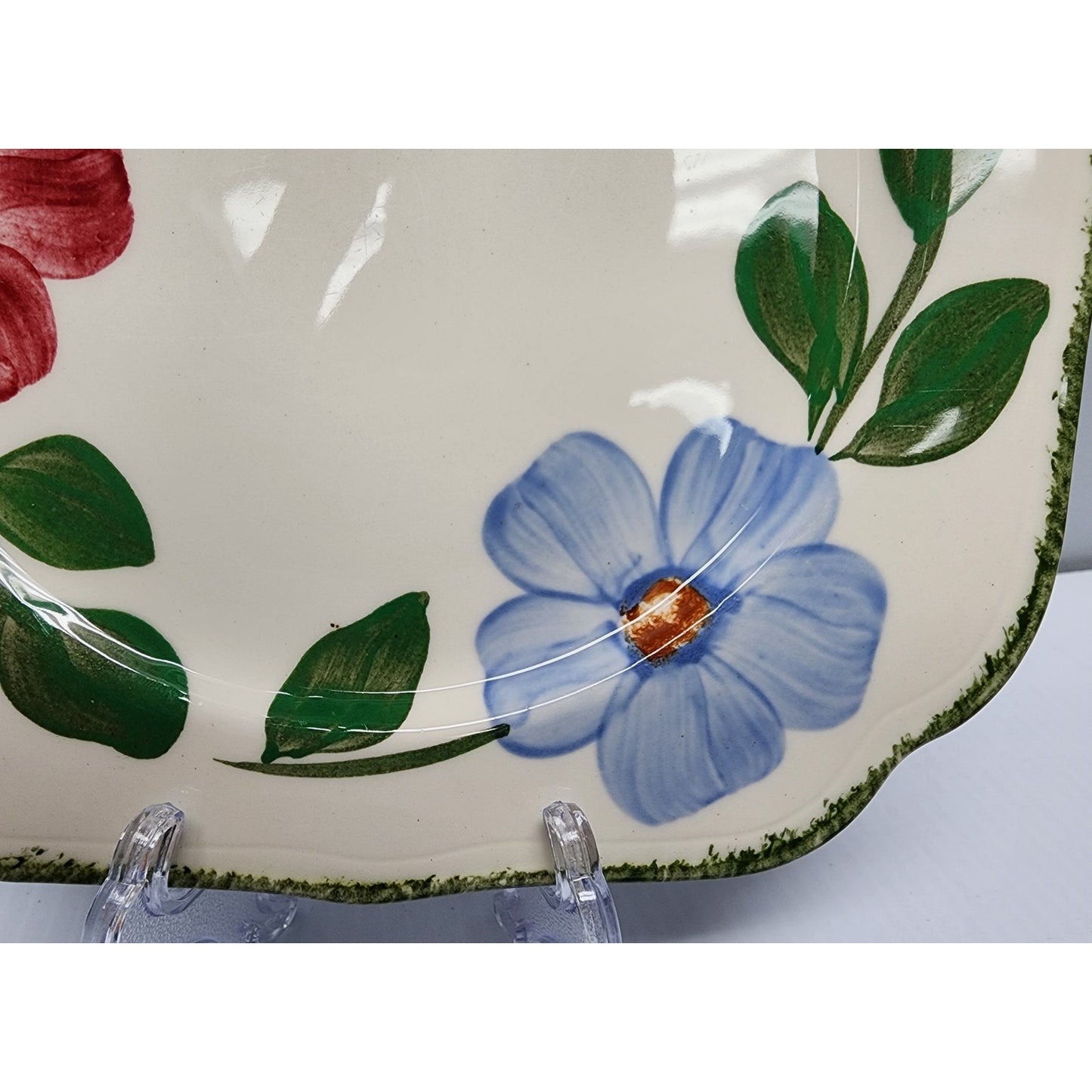 Blue Ridge Southern Potteries Hand Painted Floral Plates Set of 8 Vintage