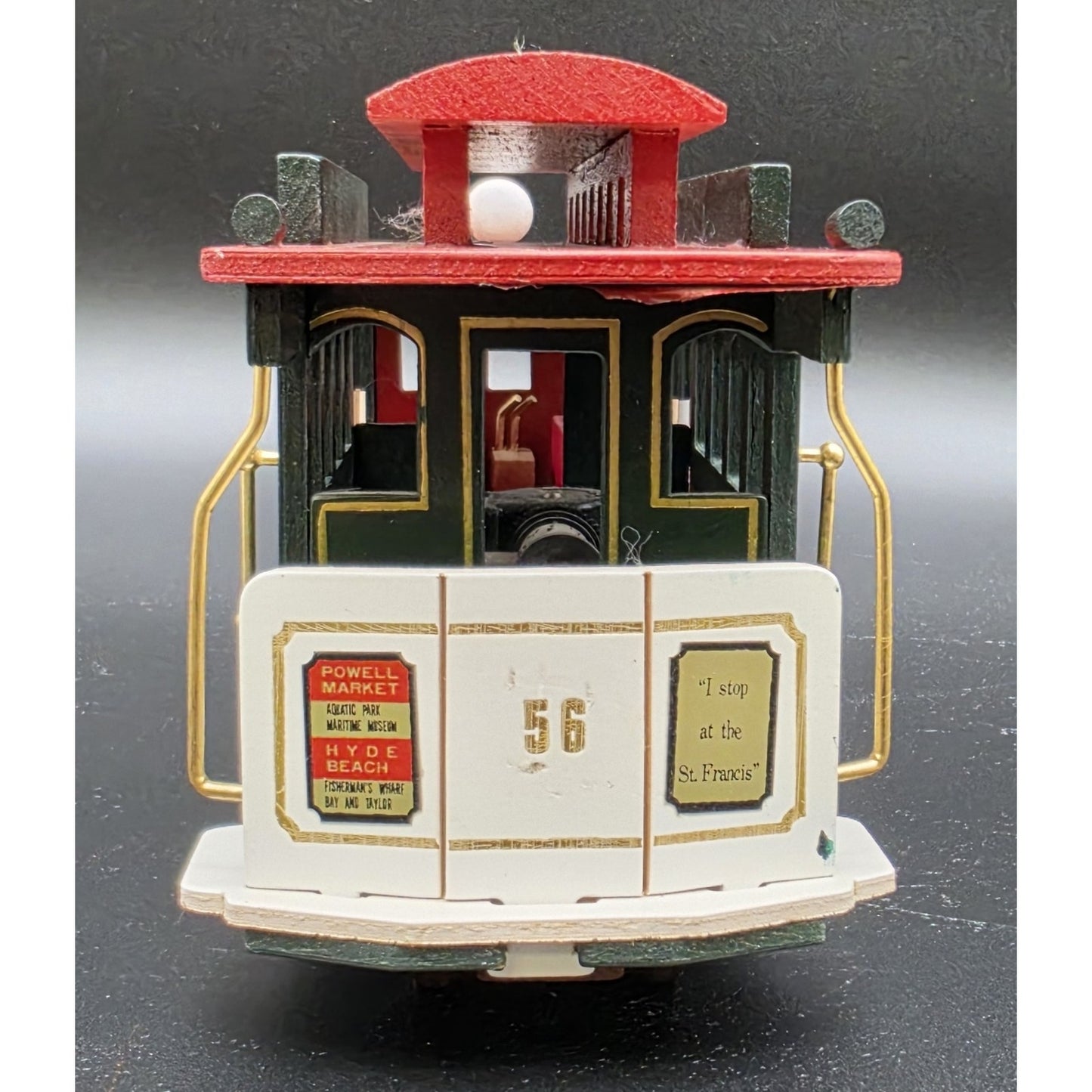Vintage SF Cable Car Music Box Trolley Wood & Brass Plays “I Left My Heart”