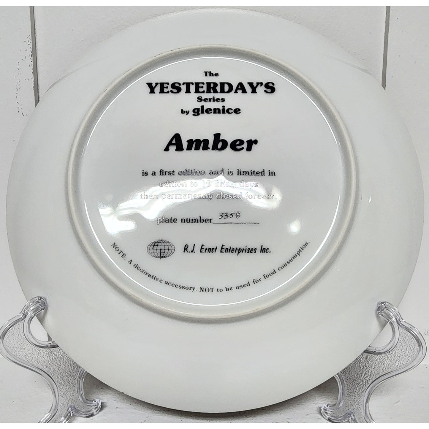 Amber Plate Glenice Yesterday’s Series Ltd Ed R.J. Ernst 8.25" Decorative VTG