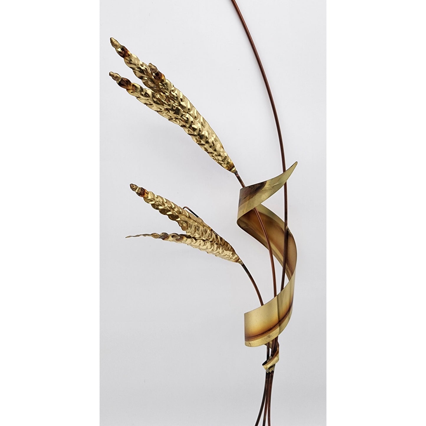 Vintage Brass & Copper Wheat Wall Art Pair – 31" Metal Sculptures Left/Right