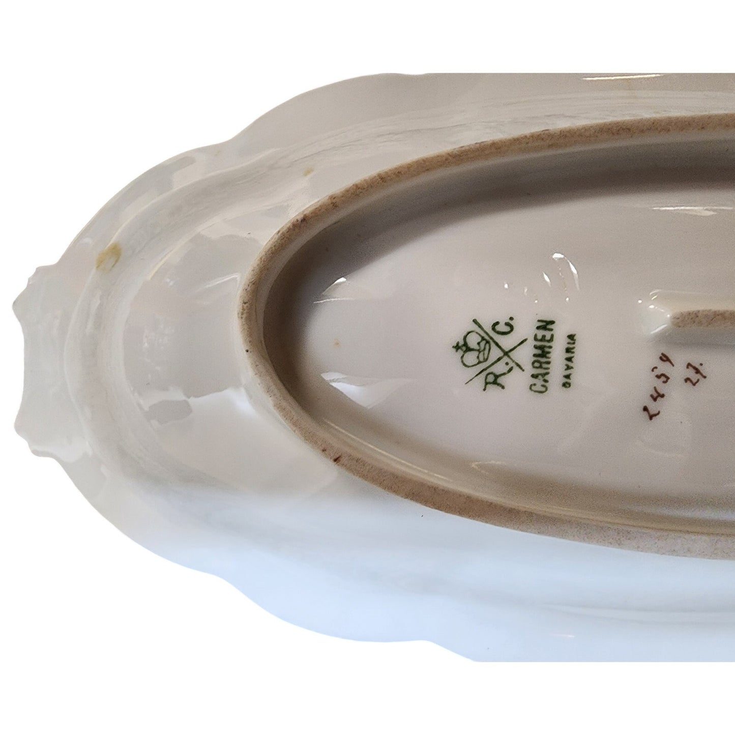 VTG R.C. Carmen Bavaria Oval Nut Tray  Lady Scene  Gold Rim Scalloped 9"